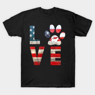 Patriotic Siberian Husky Dog Love T-Shirt